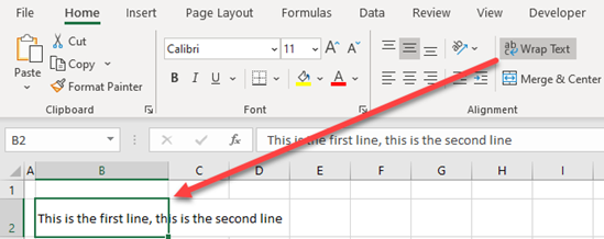 Com baixar una línia a Excel?