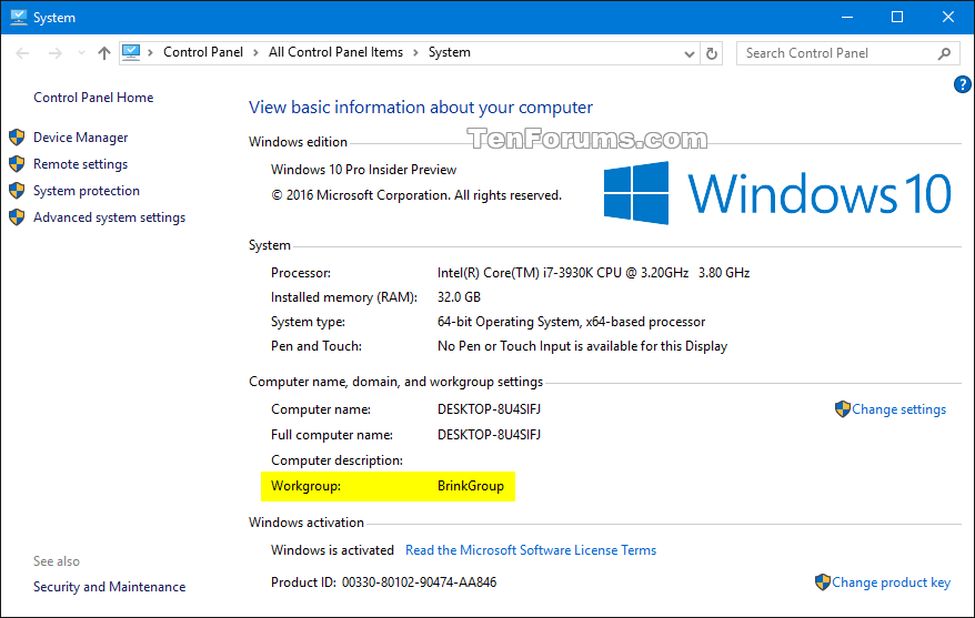 Come cambiare gruppo di lavoro in Windows 10?