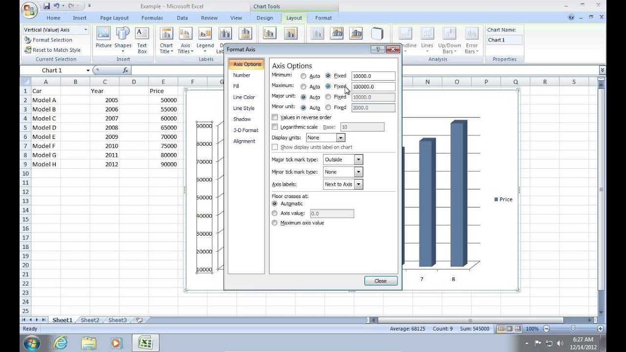 Hur ändrar man skalan i Excel?
