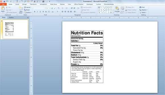 Jak vytvořit štítek s nutričními údaji v aplikaci Microsoft Word?