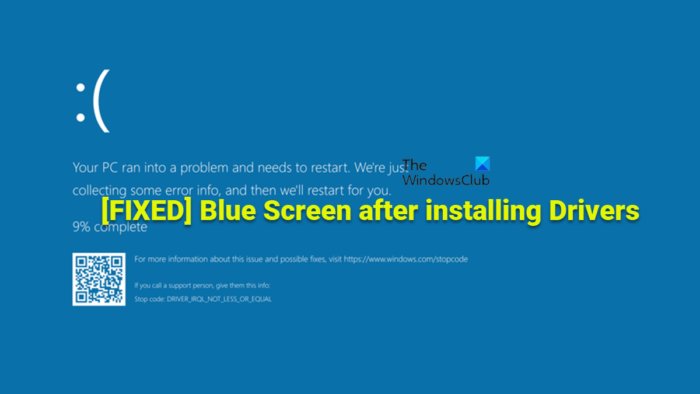 Modrá obrazovka po instalaci ovladačů ve Windows 11/10