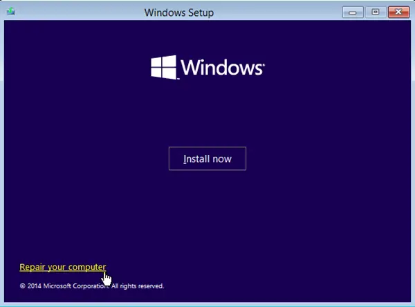   reparar la configuració de Windows de l'ordinador