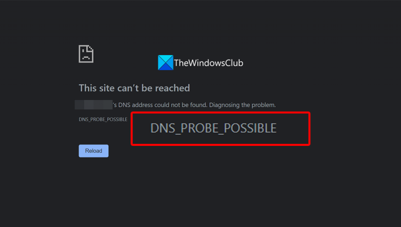 웹 브라우저에서 DNS PROBE POSSIBLE 오류 발생