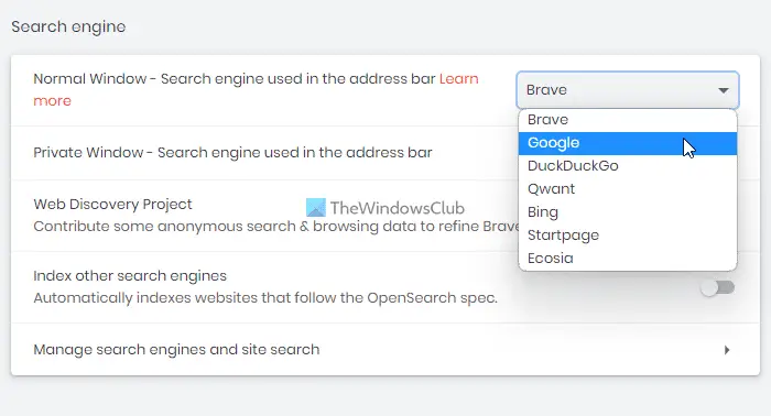   Cum să schimbați motorul de căutare implicit în browserul Brave