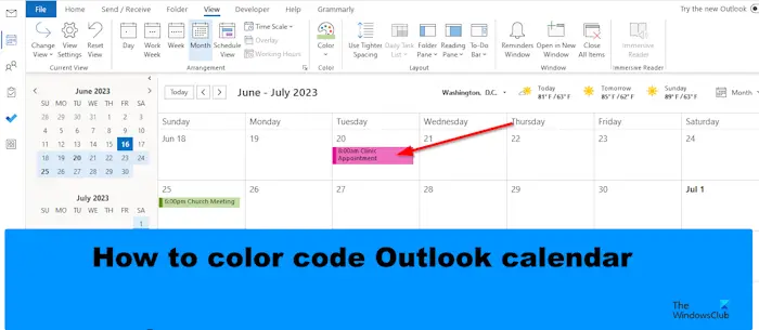 Kā krāsot Outlook kalendāru
