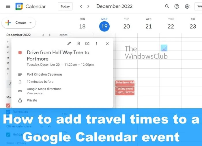 Comment ajouter du temps de trajet à un événement Google Calendar