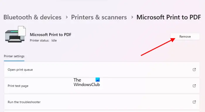 Eemaldage printer Windows 11-st