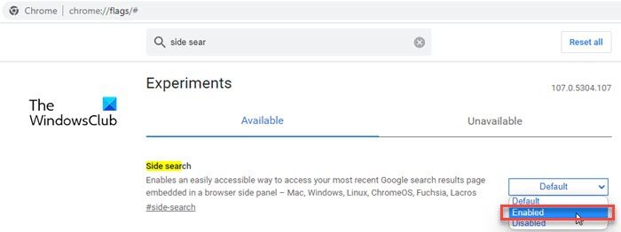 Omogočite stransko iskanje v brskalniku Google Chrome prek skritih zastavic