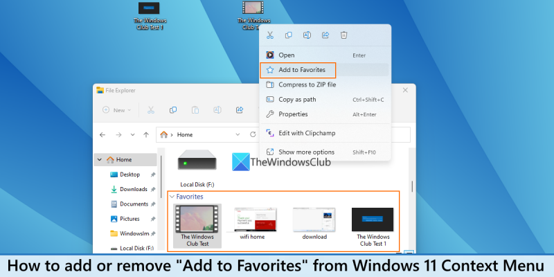 dodajte ali odstranite dodajte med priljubljene iz kontekstnega menija sistema Windows 11