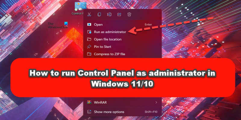 palaidiet vadības paneli kā administratoru operētājsistēmā Windows 11/10