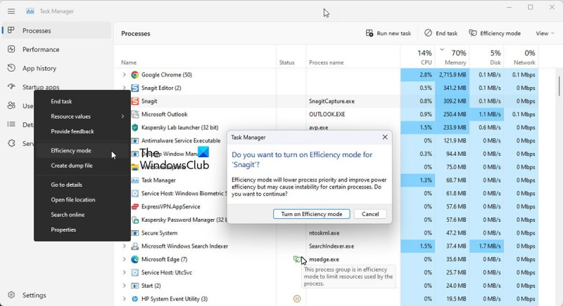 Windows 11의 효율성 모드