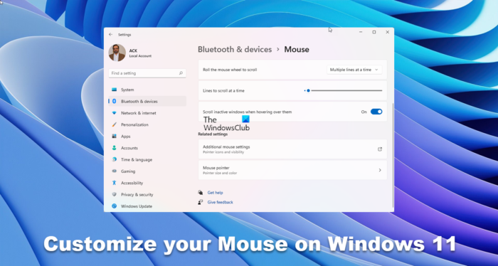 Comment personnaliser les boutons, le pointeur et le curseur de la souris dans Windows 11/10