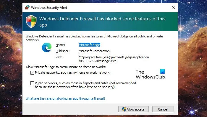 Microsoft Defender bloķē Microsoft Edge operētājsistēmā Windows PC