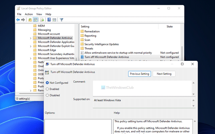 Windows Defender mangler fra Windows 11/10
