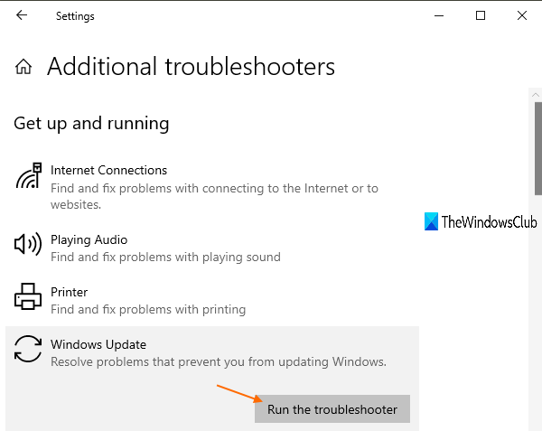 مستكشف أخطاء Windows Update ومصلحها - Windows 10