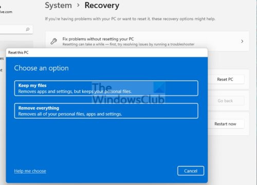 Restablecer Windows 11/10