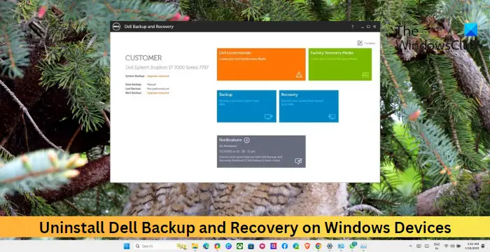 Kako deinstalirati Dell Backup and Recovery na Windows 11/10