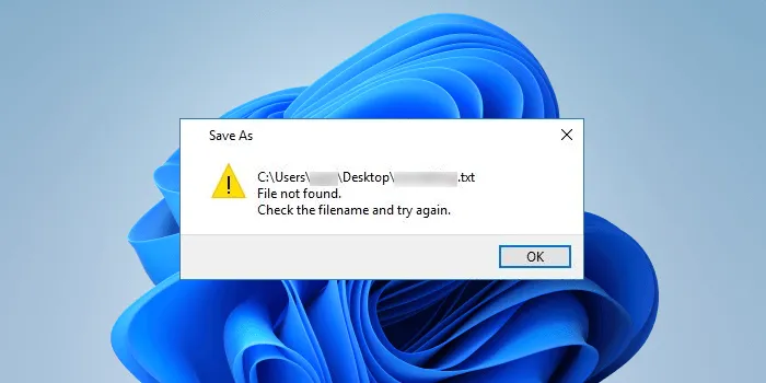 Ve Windows 11/10 nelze ukládat soubory na plochu