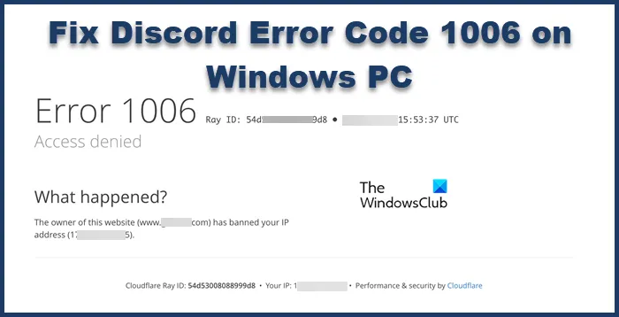 Oprava Discord Error Code 1006 na počítači se systémem Windows