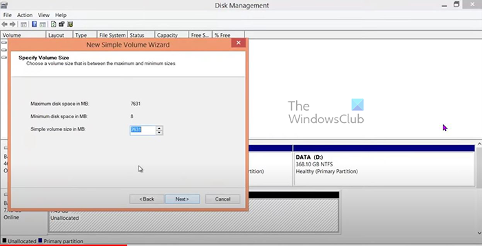 Como usar o espaço em disco não alocado no Windows 11 assistente simples para especificar o tamanho do volume