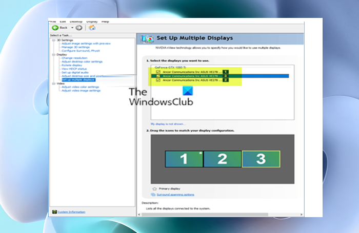 Verwijder het beeldscherm van het bureaublad via het NVIDIA-configuratiescherm
