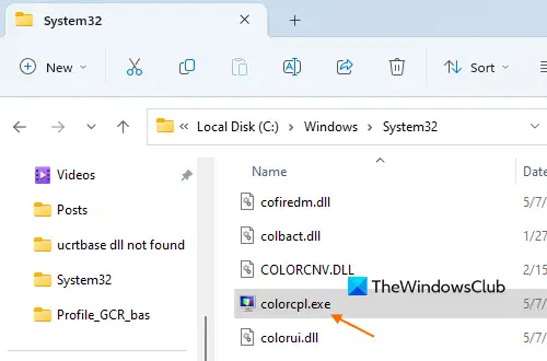   otwórz folder System32 do zarządzania kolorami