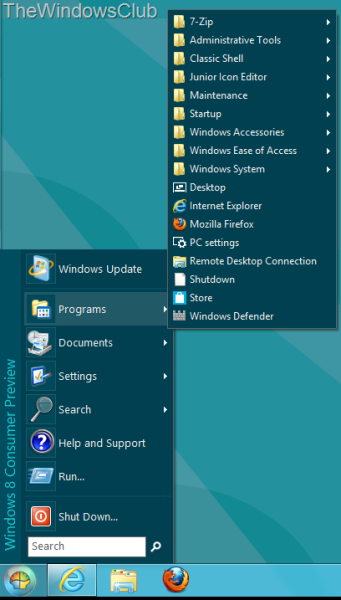 Ilmaisohjelma Käynnistä-painikkeen ja valikon lisäämiseksi Windows 8: een