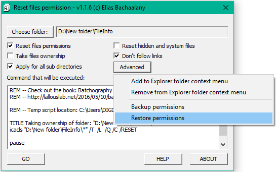 Как да нулирам разрешенията за NTFS файлове в Windows с помощта на Graphical Utility