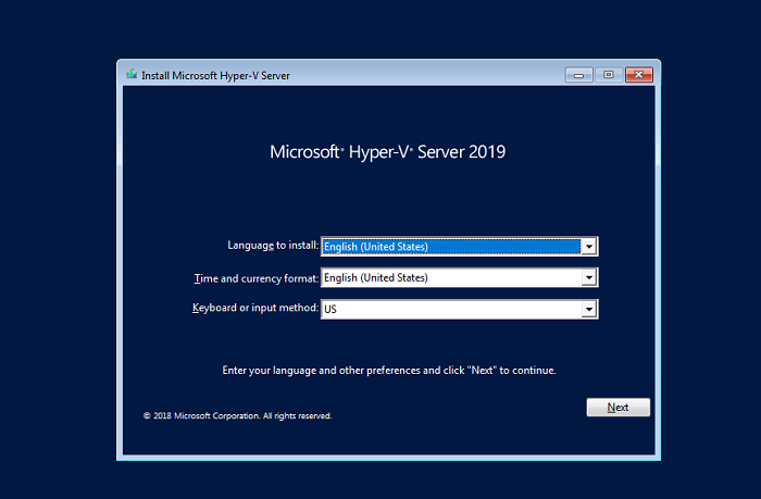 Microsoft Hyper-V Server on piiramatu hindamise jaoks tasuta