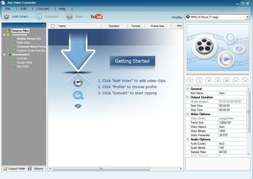 Jebkurš Video Converter ļauj ērti lejupielādēt un konvertēt video un audio klipus