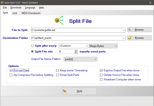 Nejlepší bezplatný software File Splitter and Joiner pro Windows 10