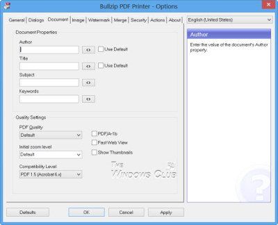 BullZip PDF Printer Free : générer des documents PDF à partir d'applications Windows