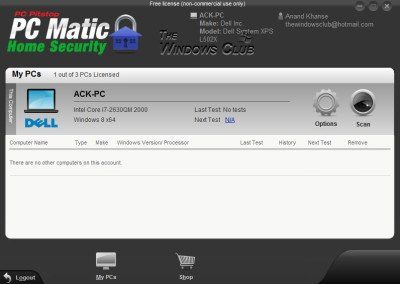 Examen et téléchargement gratuits de PC PitStop PC Matic Home Security