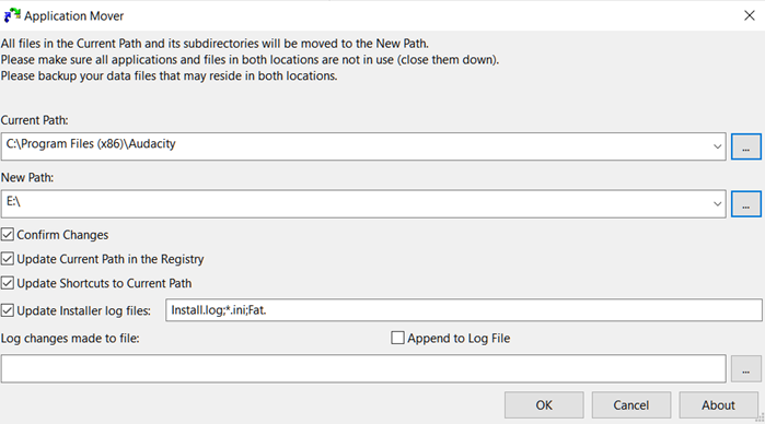Application Mover premješta instalirane programe s jedne staze na drugu na vašem tvrdom disku