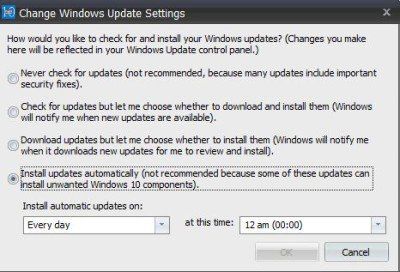 Configuración de actualización de Windows 10