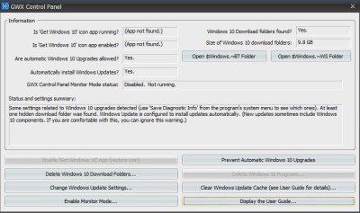 GWX vadības panelis ļauj atspējot automātisko Windows 10 jaunināšanu