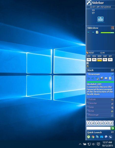 Pievienojiet sānjoslu un sīkrīkus, izmantojot darbvirsmas sānjoslu operētājsistēmai Windows 10/8/7