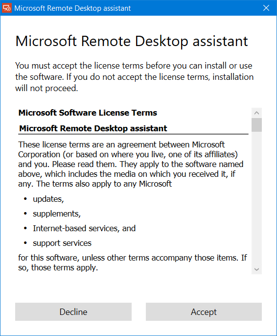 Асистент за отдалечен работен плот на Microsoft за Windows 10