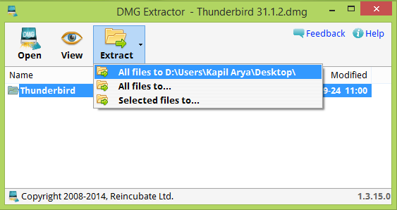 Avaa DMG-tiedostot Windowsissa DMG Extractor -sovelluksella
