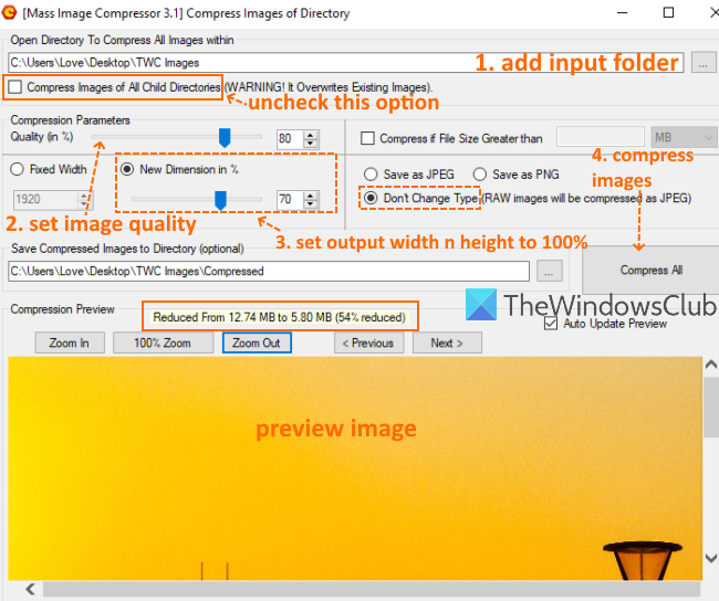 Najboljša brezplačna programska oprema Image Compressor and Optimizer za Windows 10