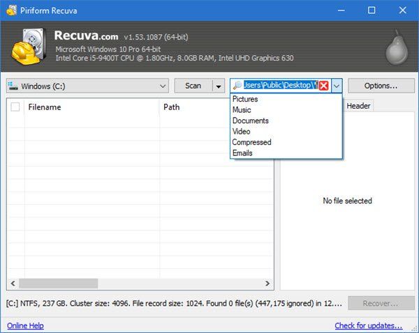 Безплатен софтуер за възстановяване на данни за възстановяване на изтрити файлове и папки в Windows 10