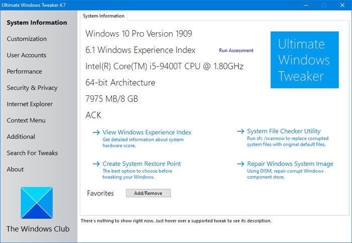 Ultimate Windows Tweaker 4 pour Windows 10