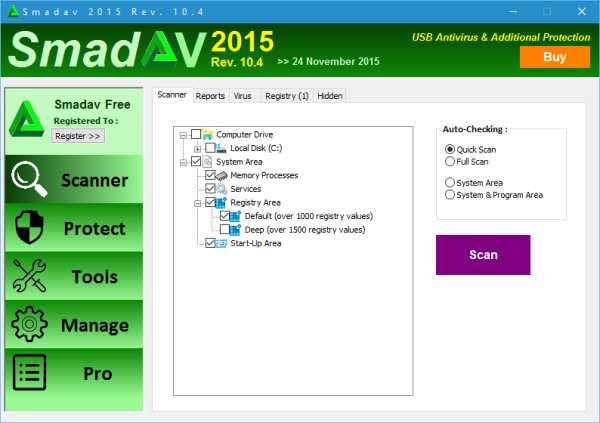 SmadAV - Pembersih sistem percuma dan antivirus untuk USB anda