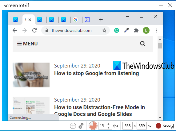 Beste gratis GIF-schermrecordersoftware in Windows 10