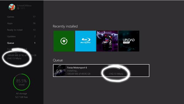 Mängu või rakenduse allalaadimine on Xbox One'is aeglane