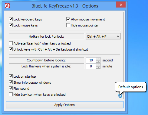 Com bloquejar el teclat i el ratolí a Windows amb BlueLife KeyFreeze