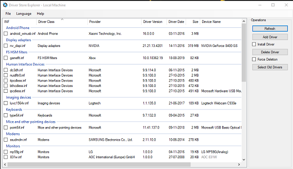 Softvér na zoznam nainštalovaných ovládačov v systéme Windows 10