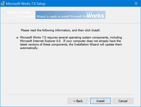 Asenna ja suorita Microsoft Works Windows 10: ssä