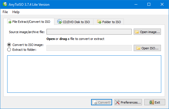 AnyToISO आपको विंडोज़ 10 में फ़ाइलों और फ़ोल्डरों को आईएसओ में परिवर्तित करने देता है