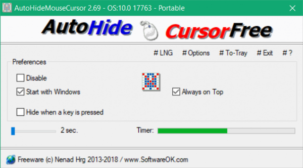 Kako sakriti pokazivač miša na sustavu Windows pomoću funkcije AutoHideMouseCursor
